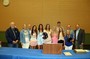 President Foster, Rotary members, Highlands High School athletes and Athletic Director Lamb get ready for a big night.